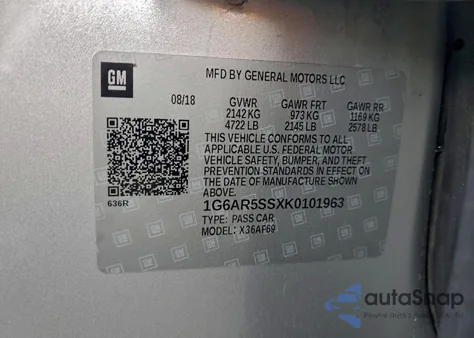 2019 Cadillac Cts Luxury из США, поврежденный, VIN 1G6AR5SSXK0101963